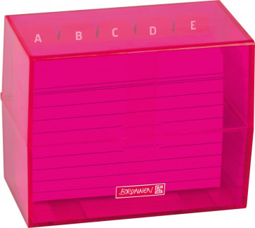 Brunnen Karteikartenbox DIN A7 gefüllt pink transparent