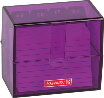 Brunnen Karteikartenbox DIN A8 gefüllt lila transparent