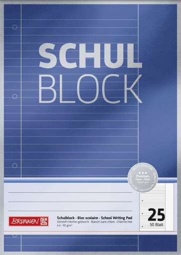 Brunnen Schulblock DIN A4 Lineatur 25 50 Blatt Premium liniert