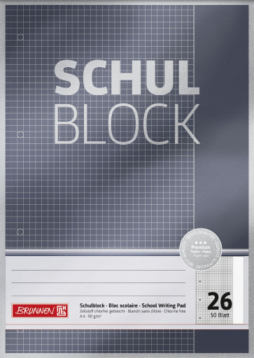 Brunnen Schulblock DIN A4 Lineatur 26 50 Blatt Premium kariert