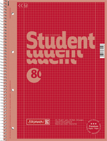 BRUNNEN Collegeblock DIN A4 Lineatur 28 80 Blatt Red