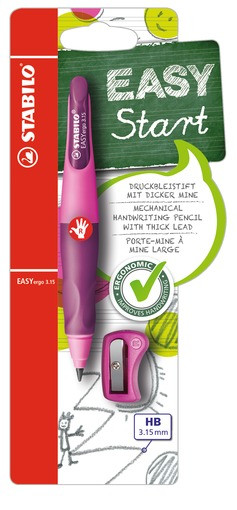 STABILO Bleistift Rechtshänder -  EASYergo 3.15 - pink/lila + Spitzer