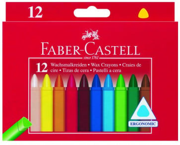 Faber-Castell Wachsmalkreide Dreikant 12er Papierbanderole Fc wasserfest