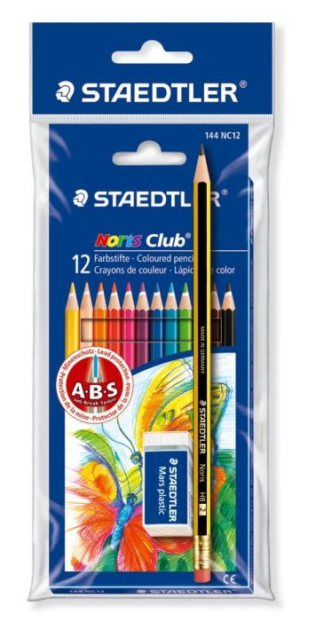 STAEDTLER Farbstift 12er-Etui mit Bleistift und Radierer Blister