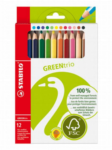STABILO Umweltfreundlicher Dreikant-Buntstift -  GREENtrio - 12er Pack
