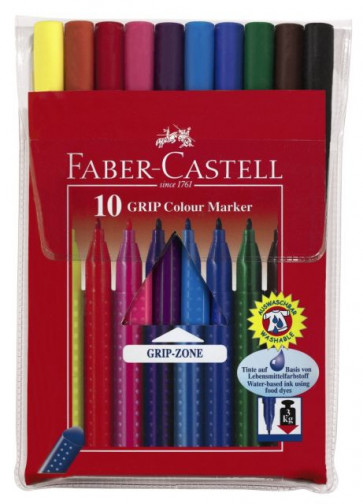 Faber-Castell Fasermaler 10er Grip Colourmarker Auswaschbar 