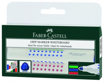 Faber-Castell Whiteboardmarker Grip Rundspitze 4er-Etui (rot-blau-grün-schwarz)