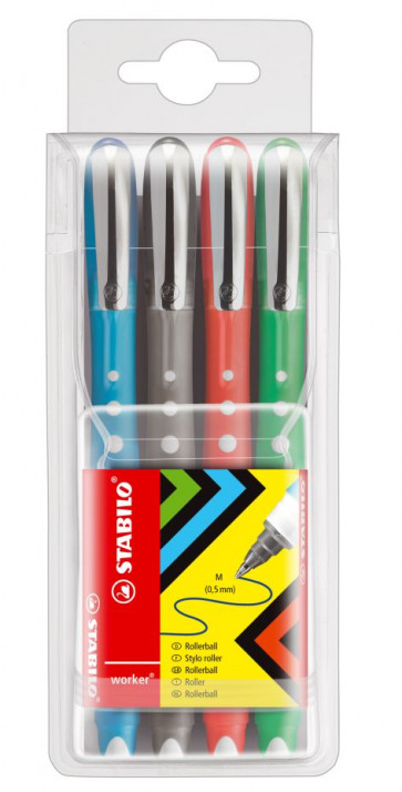 STABILO Tintenroller -  worker+ colorful - medium - 4er Pack