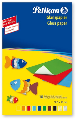 Pelikan Glanzpapier gummiert Mappe mit 10 Blatt in 10 Farben