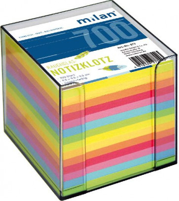 Milan Zettelbox-transparent 10x10x10cm 700Bl Milan farbiges Papier Milan 277