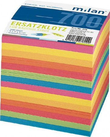 Milan Zettelbox-Ersatzklotz 9x9x9 cm ca. 700 Bl 4315 farbiges Papier Milan 278