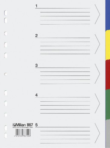 Milan Ringbuch/Trennblätter Register Kunststoff A4 5farb 5tlg 