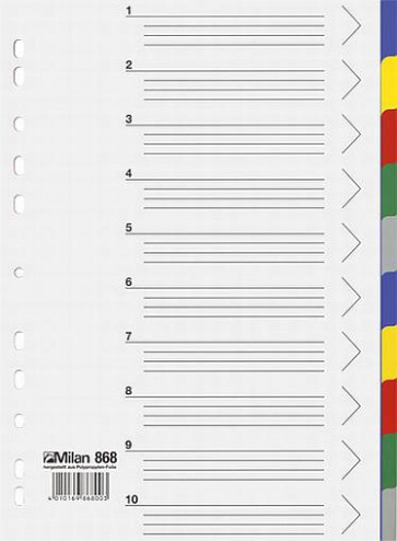 Milan Ringbuch Register/Trennblätter Kunststoff A4 5farb 10tlg 