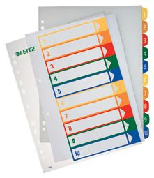 Leitz Register Plastik Zahlen 1-10 2X5Farbig 1293-00-00 Bedruckbar