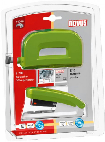 Novus Locher und Heftgeräte Set E15/E210 grün