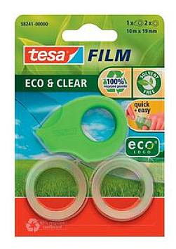 Tesa Mini Handabroller ecoLogo nachfüllbar inkl. 2 Rollen tesafilm Eco & Clear, ohne Lösungsmittel grün