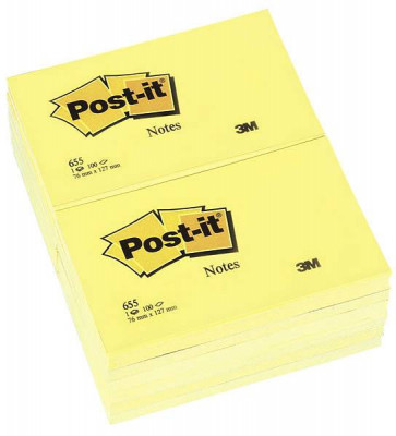 3M Haftnotiz Post-it Notes 127x76mm Gelb 100 Blatt 655