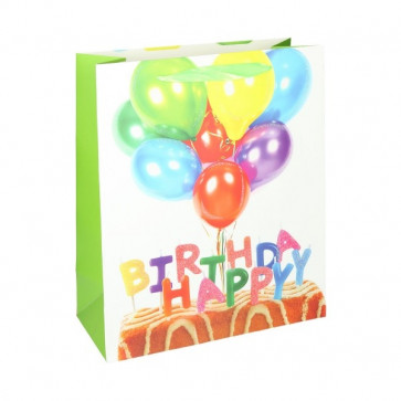 Geschenktüte Papier Happy Birthday Motiv - Happy Birthday Luftballons - Größe: L 