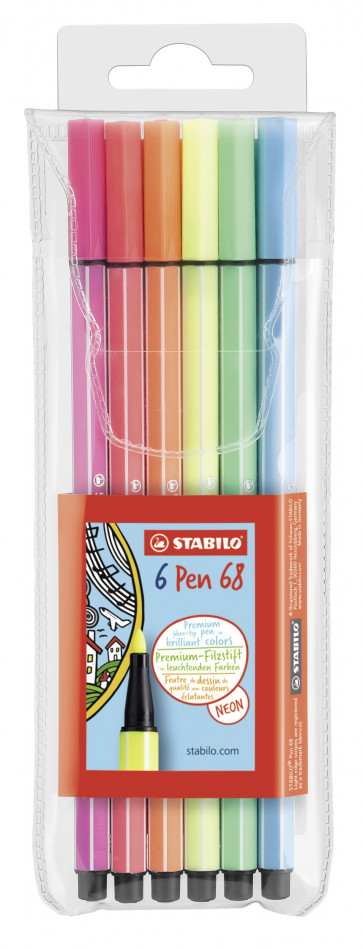 STABILO Filzstift -  Pen 68 - 6er Pack - 6 Neonfarben