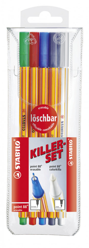 STABILO Löschbarer Fineliner & Tintenkiller -  point 88 colorkilla - 5er Pack
