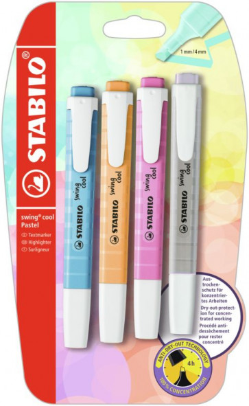 STABILO Textmarker -  swing cool Pastel - 4er Pack