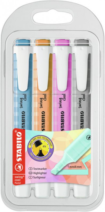 STABILO Textmarker -  swing cool Pastel - 4er Pack