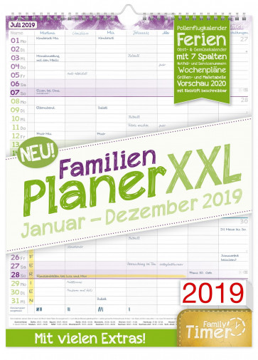 FamilienPlaner XXL 12 Monate 2019 Wandkalender Häfft
