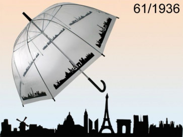 Out of the Blue Regenschirm Kuppel 85cm transparent mit Motiv Skyline Paris