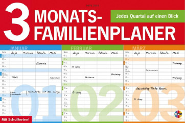 Heye Familienplaner 2017 3 Monats Planer mit je 4 Spalten mit Schulferien