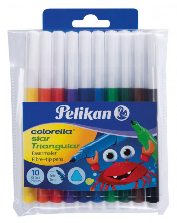 Pelikan Fasermaler Colorella® Star Triangular dreieckige Stifte Etui mit 10 Farben