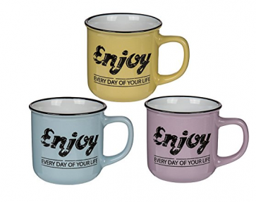 Steingut-Becher »Enjoy every day of your life« 3er Set