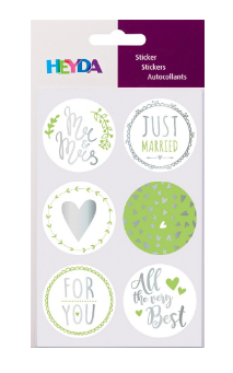 HEYDA Geschenke-Sticker "Just Married" 4 Blatt 6 Sticker 
