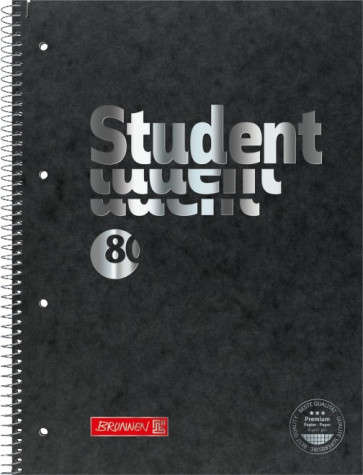 Brunnen Collegeblock Premium Student FACT!plus Lin. 28 DIN A4 kariert schwarz