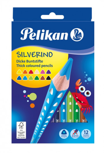 PELIKAN Buntstifte Silverino dreieckig dick 12 Farben in der verpackung