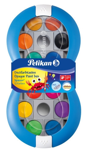 Pelikan Deckfarbkasten Space+ Blau mit 12 Qualitätsfarben und 1 Tube Deckweiß