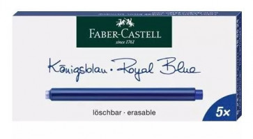 FABER-CASTELL Großraum-Standardtintenpatronen, 5x königsblau löschbar