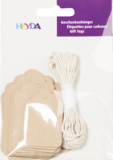 Heyda Geschenkanhänger-Set Packung 9,5 x 13,5 cm natur