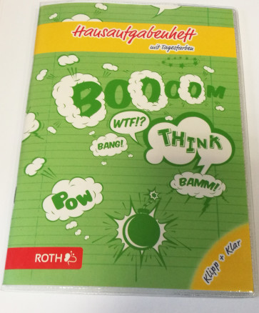 Roth Hausaufgabenheft mit Tagesfarben Klipp + Klar, Bomb