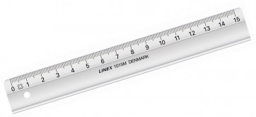 LINEX Schullineal 15 cm lang, 22 mm breit mit Tuschkante