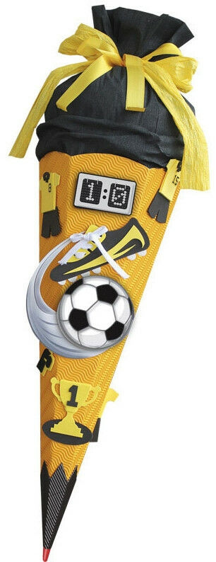 Roth Schultüte Bastelset Soccer gelb 6-eckig 68cm Kreppverschluss