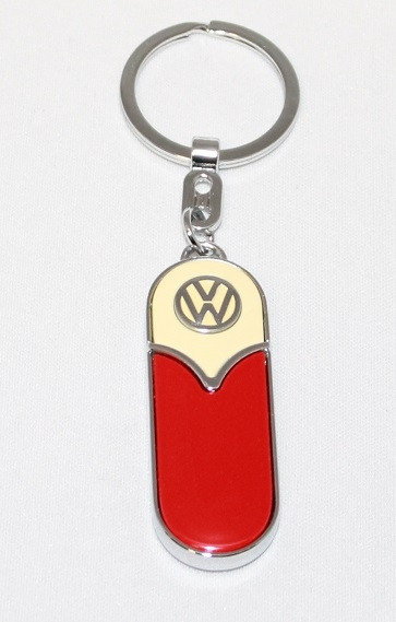 VW Schlüsselanhänger- Metal Retrov rot-beige