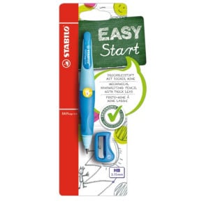 STABILO Ergonomischer Druck-Bleistift für Linkshänder - EASYergo 3.15 in hellblau/dunkelblau - Einzelstift - inklusive 1 dicken Mine - Härtegrad HB & Spitzer
