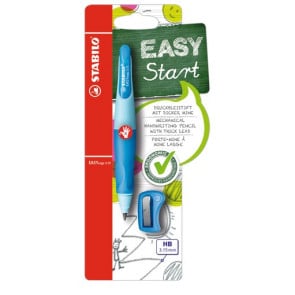 STABILO EASYergo 3.15 in hellblau/dunkelblau - Ergonomischer Druck-Bleistift für Rechtshänder - Einzelstift - inklusive 1 dicken Mine - Härtegrad HB & Spitzer
