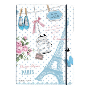 Herlitz my.book flex - Vintage Paris Notizheft kariert und liniert A4 2x 40 Blatt, gelocht mit Mikroperforation
