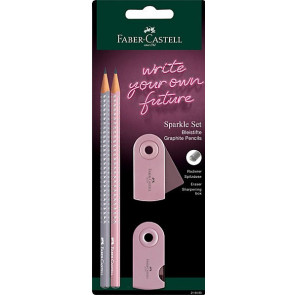 Faber-Castell Schreibset Grip Sparkle Edition pearl-gray/ pearl-rosé