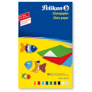 Pelikan Glanzpapier gummiert Mappe mit 10 Blatt in 10 Farben