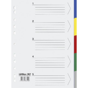 Milan Ringbuch/Trennblätter Register Kunststoff A4 5farb 5tlg 