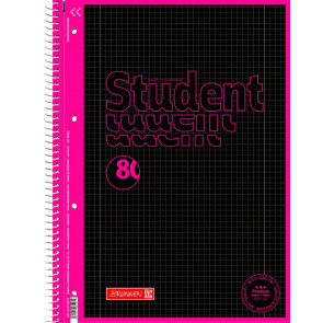 BRUNNEN Collegeblock Premium Black Neon A4 Lineatur 28 kariert "Neon Pink"