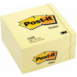 3M Haftnotiz Post-it Würfel 76X76mm Gelb 450 Blatt 636B