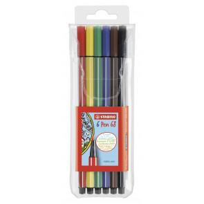 STABILO Pen 68 - 6er Pack -Premium-Filzstift -  mit 6 verschiedenen Farben